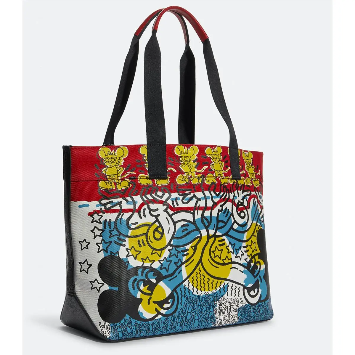 Coach Disney Mickey Mouse X Keith Haring Tote 38/$350/GOLD Black Multi