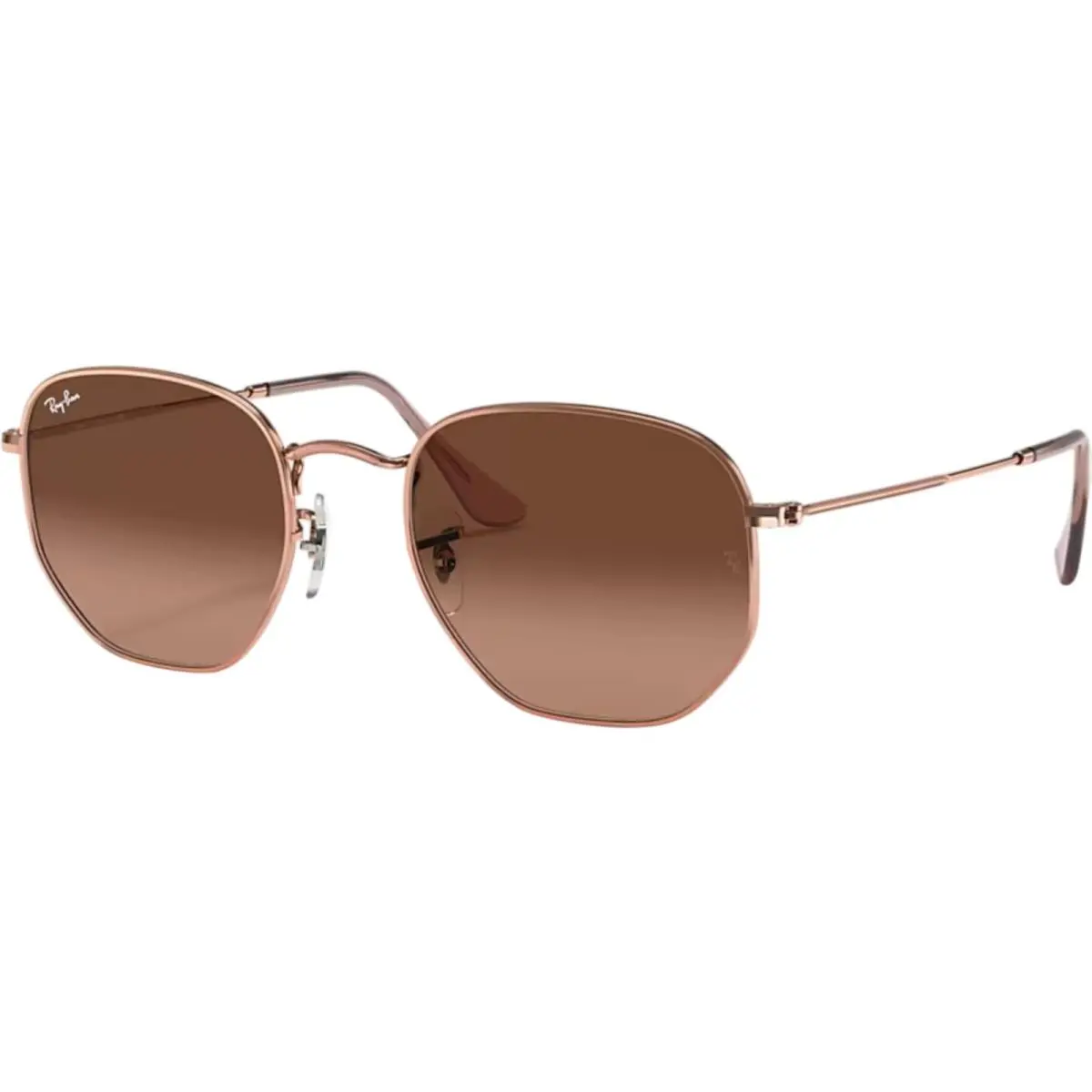 Ray-ban Adult Hexagonal Flat Lenses Polished Copper/brown 54mm Sunglasses - Frame: Brown, Lens: Brown