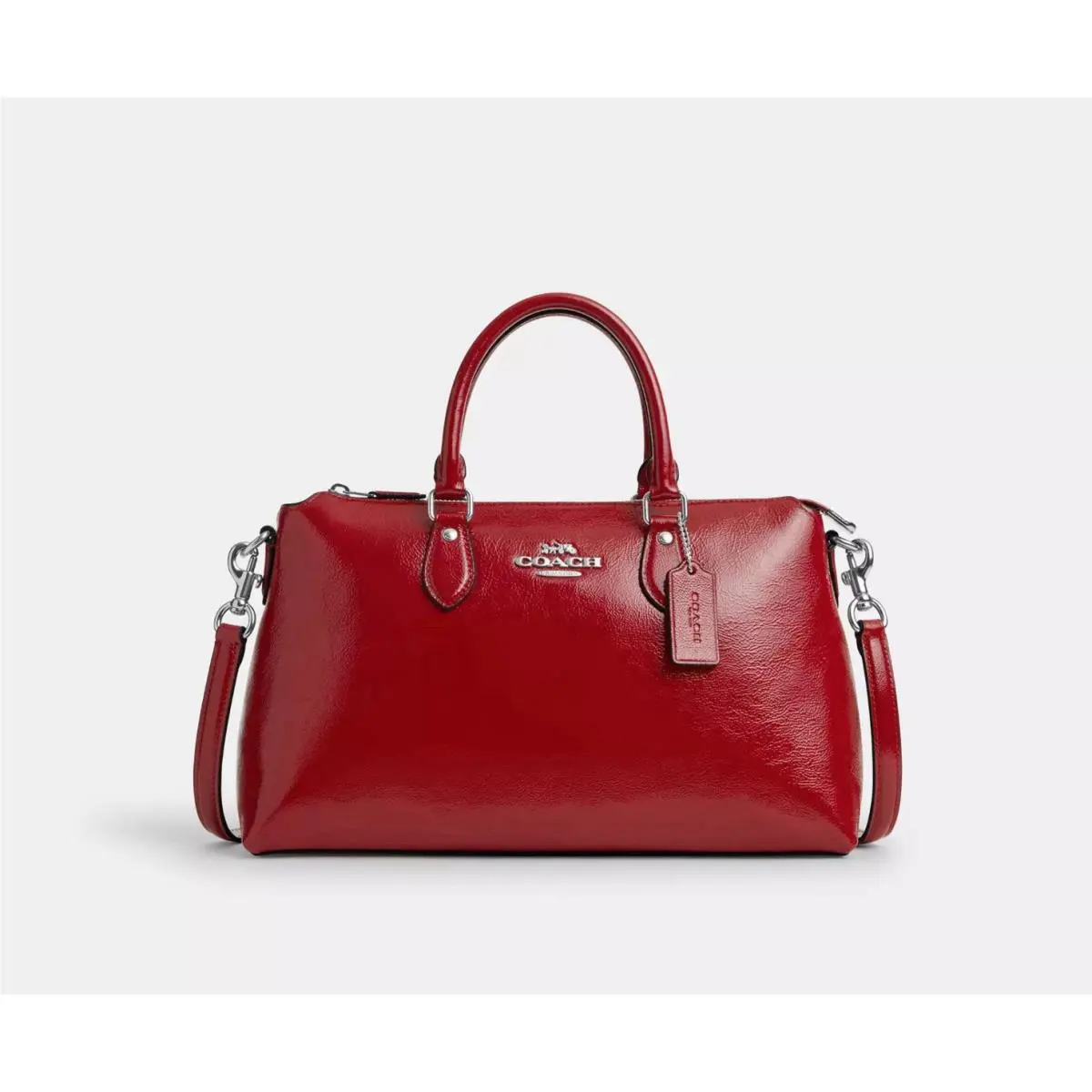 Coach Georgia Medium Satchel Bag Silver/red CV942