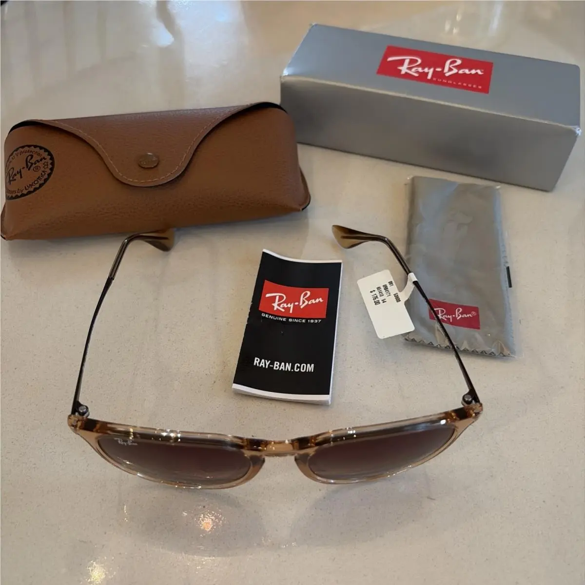 Ray-ban Erika Sunglasses Transparent Clear Light Brown Gradient RB4171 651413 by Ray-Ban