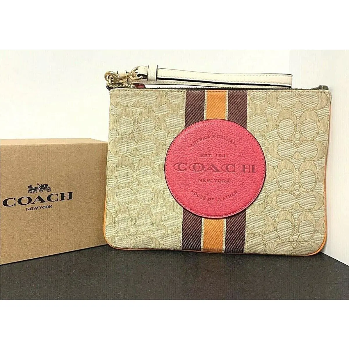 Coach Gallery Pouch Varsity Stripe Pouch Signature Canvas 2633