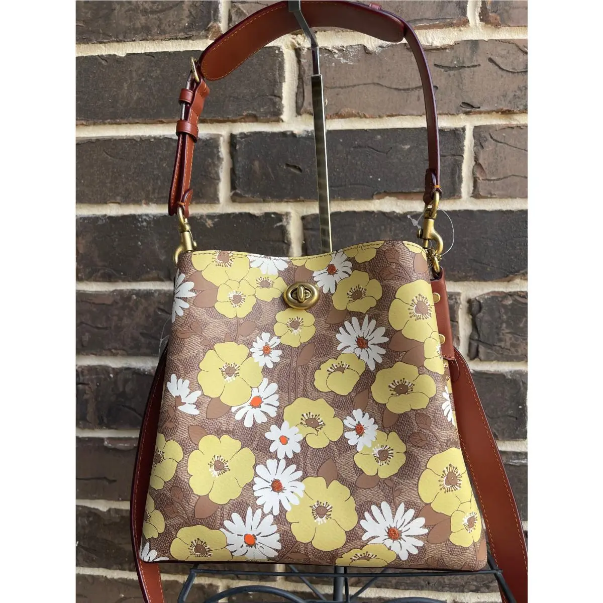 Coach Willow Bucket C3766 Small Floral Tan Rust Multi
