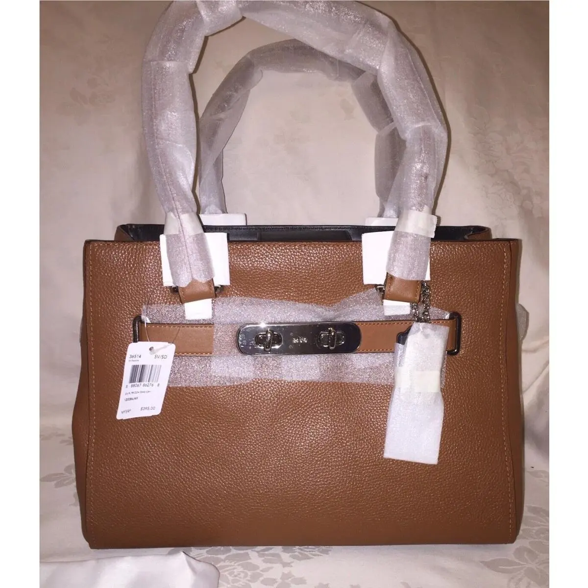 Coach 36488 Swagger Carryall in Pebble Leather Silver/ Saddle
