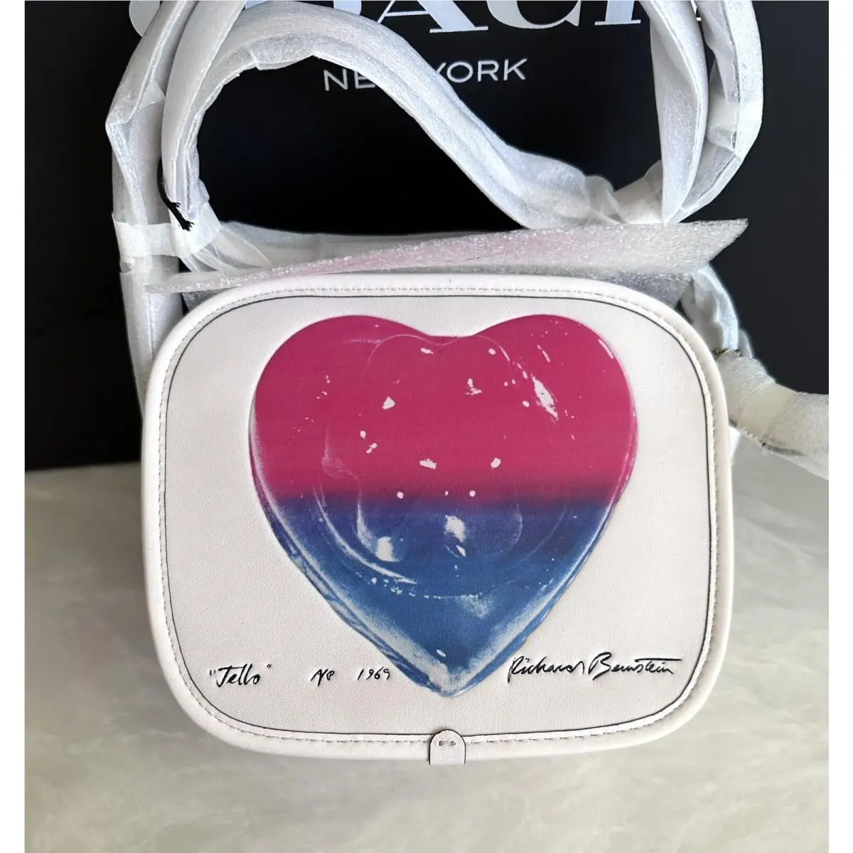 1941 Coach Chalk/multi Leather Heart Zip Pouch Crossbody Bag 720