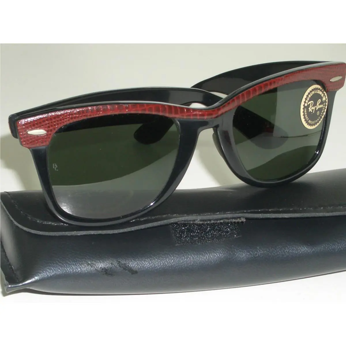 1980s B L Ray Ban Special Edition Multicolor Leathers Wayfarer 5022 Sunglasses