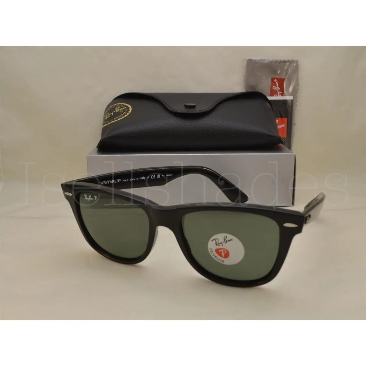 Ray-ban Ray Ban Original Wayfarer Ray Ban Wayfarer RB2140-901/58 54 Black with Crystal Green Polar Lens