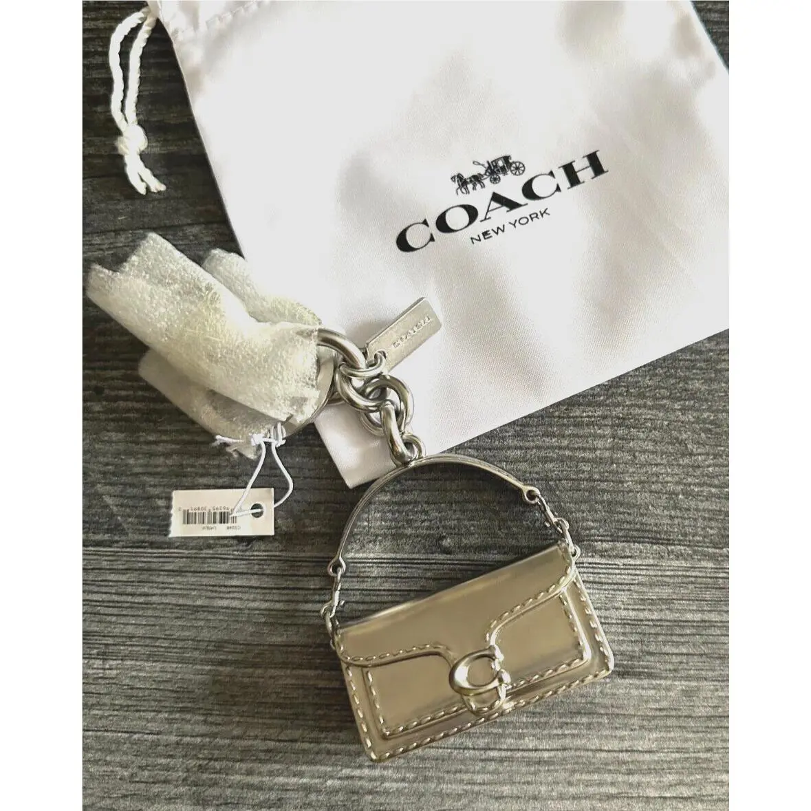 Coach Iconic Metal 3D Tabby Bag Charm Silver Keychain Key Fob CS246