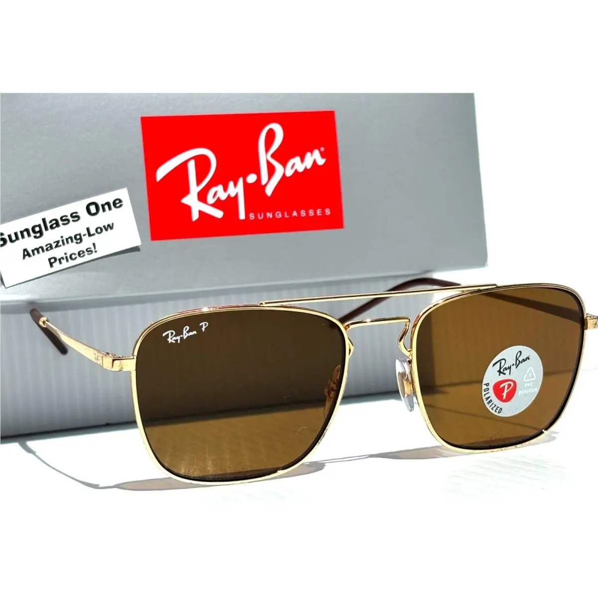 Ray Ban Arista Gold Metal Polarized Dark Brown Lens Sunglass RB3588 9250/83