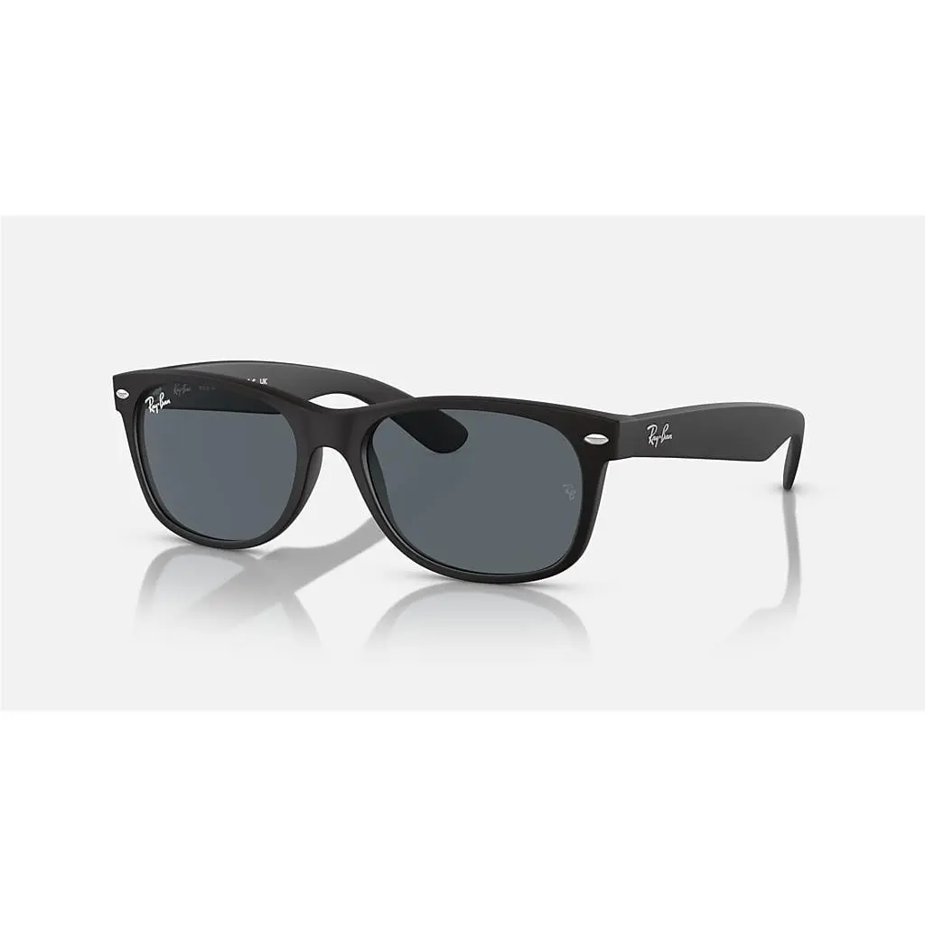 Ray-ban New Wayfarer Classic Wayfarer Classic Matte Black/blue 55 mm Sunglasses RB2132 622/R5 55