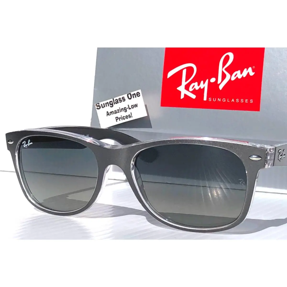 Ray-ban Ray Ban New Wayfarer Ray Ban Wayfarer Gunmetal Transparent Gradient Grey Sunglass RB 2132 6143/71 by Ray-Ban