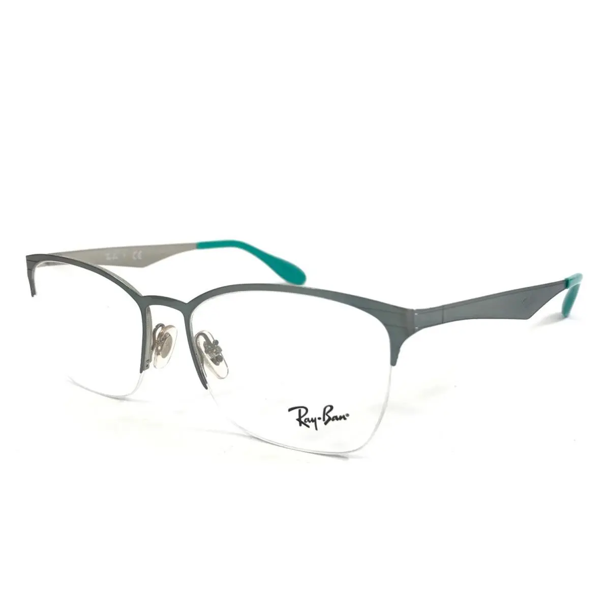 Ray-ban Eyeglasses Frames RB6345 2919 Silver Light Green Half Rim 54-17-135