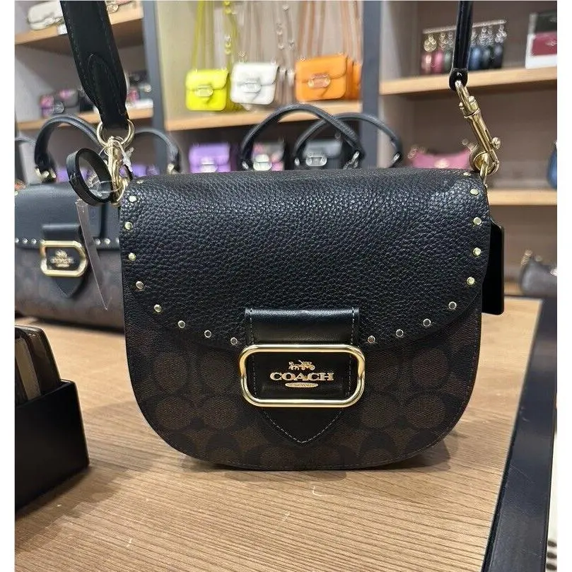 Coach Morgan Saddle Bag In Colorblock/ Rivets/jumbo BN