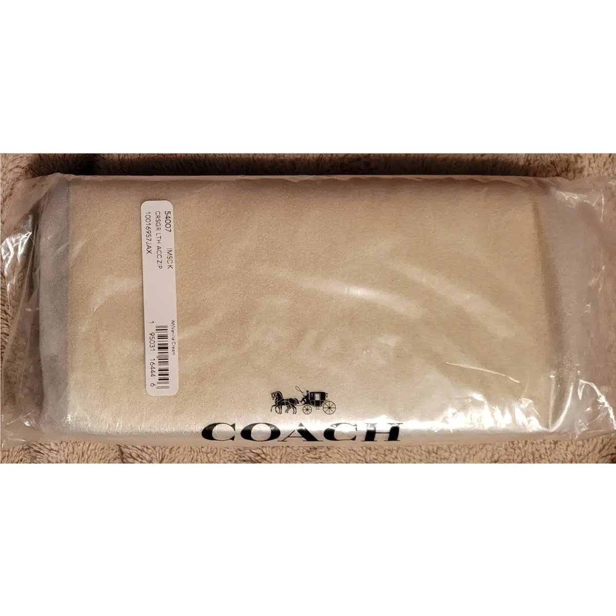 Coach Accordion Zip Wallet Leather Vanilla Cream Yellow 54007