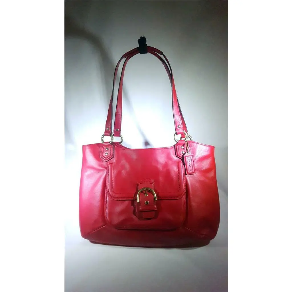 Coach Campbell Belt Leather Carry All Handbag Red