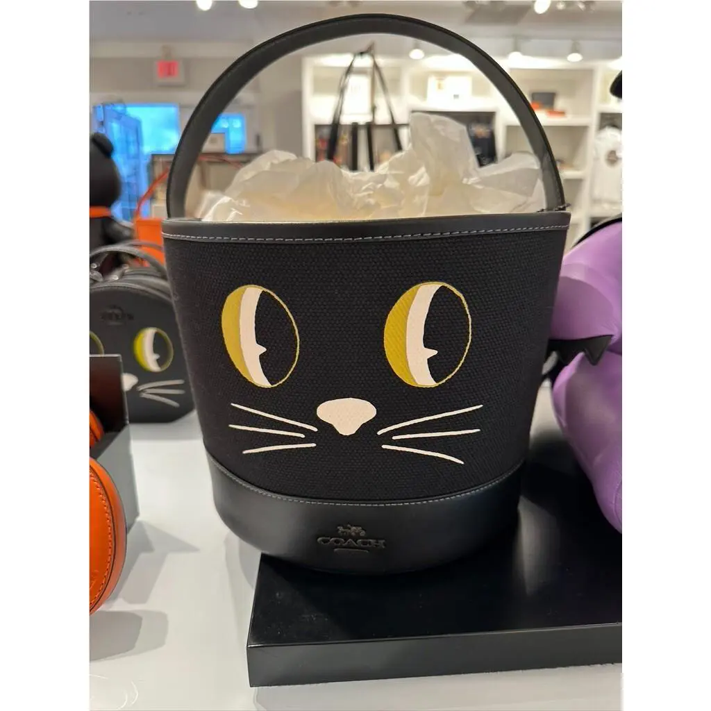 Coach Trick or Treat Bucket In Signature Canvas with Halloween Cat
