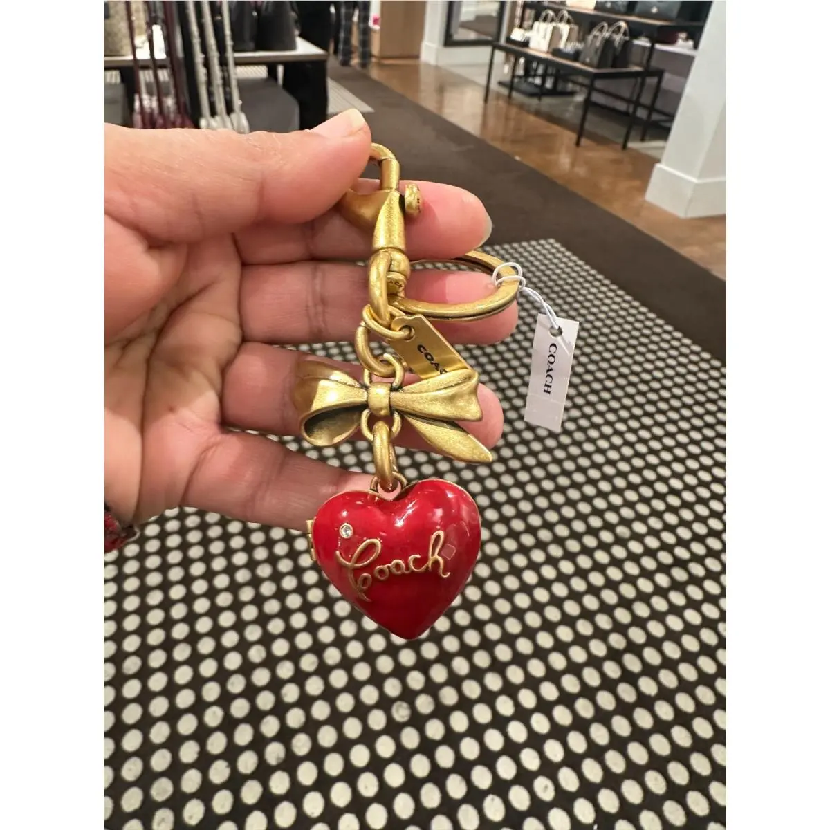 BN Coach CZ276 Bow Heart Locket Bag Charm