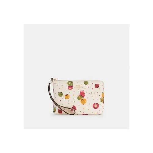 Nwt-  C7406 Corner Zip Wristlet with Ornament Print by Coach