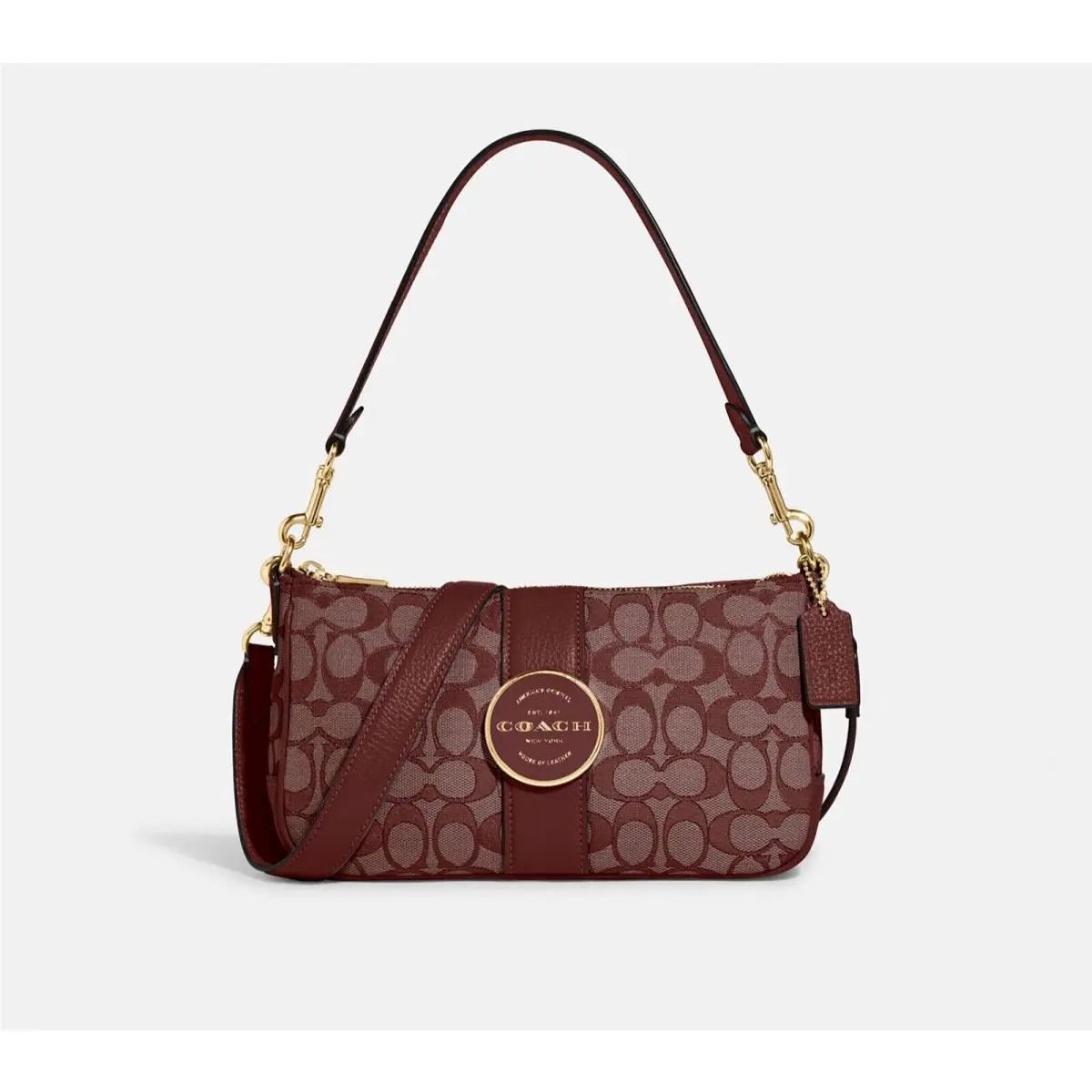 Coach Wine Signature Jacquard Lonnie Shoulder Bag/crossbody C8306