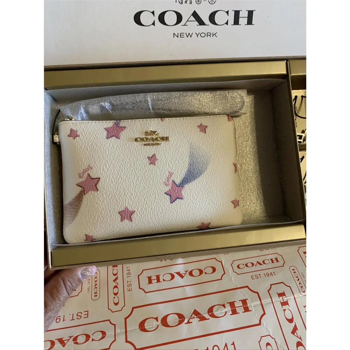 Coach Wristlets Star Disco Print Gift Boxed Chalk Multi 2 Charms