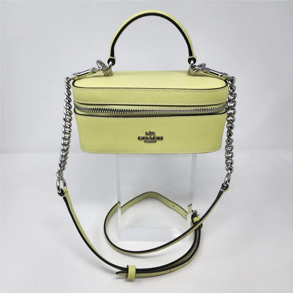 Crossgrain Leather Train Case Crossbody Shoulder Satchel Pale Lime by Coach