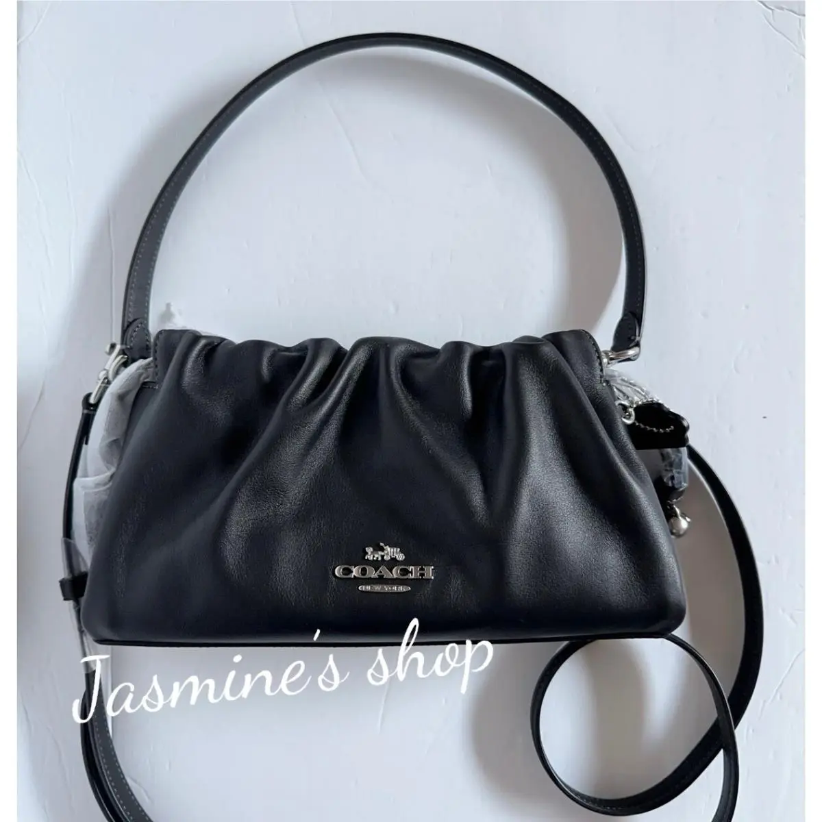 Faye Shoulder Bag with Ruching In Black CV529 by Coach