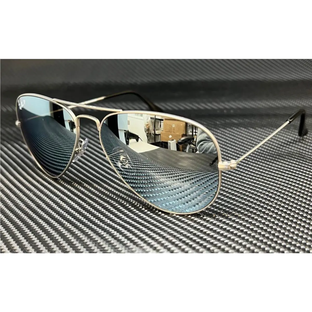 Ray Ban RB3025 019 W3 Silver Aviator 58 mm Unisex Polarized Sunglasses - Frame: Silver, Lens: Silver