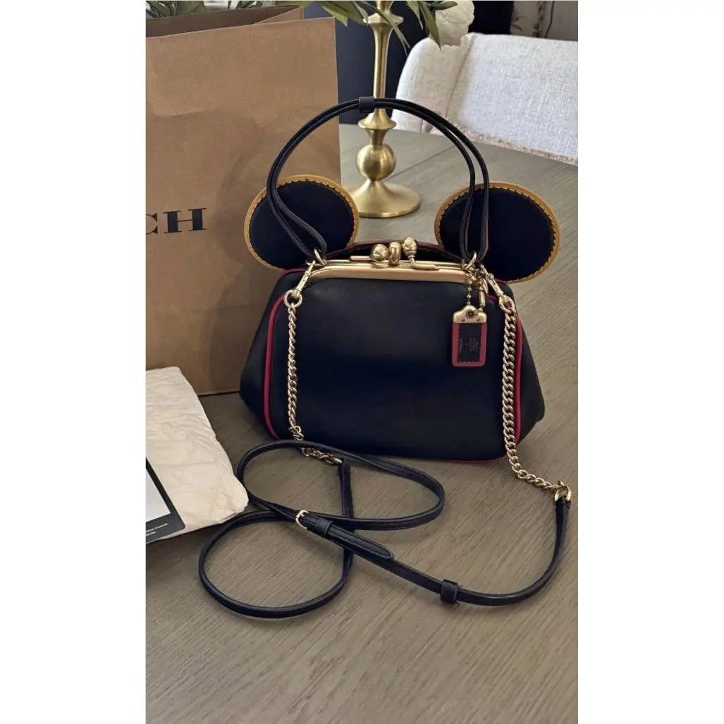 Disney Mickey Mouse X Keith Haring Kisslock Brass/black Handbag 4720 by Coach