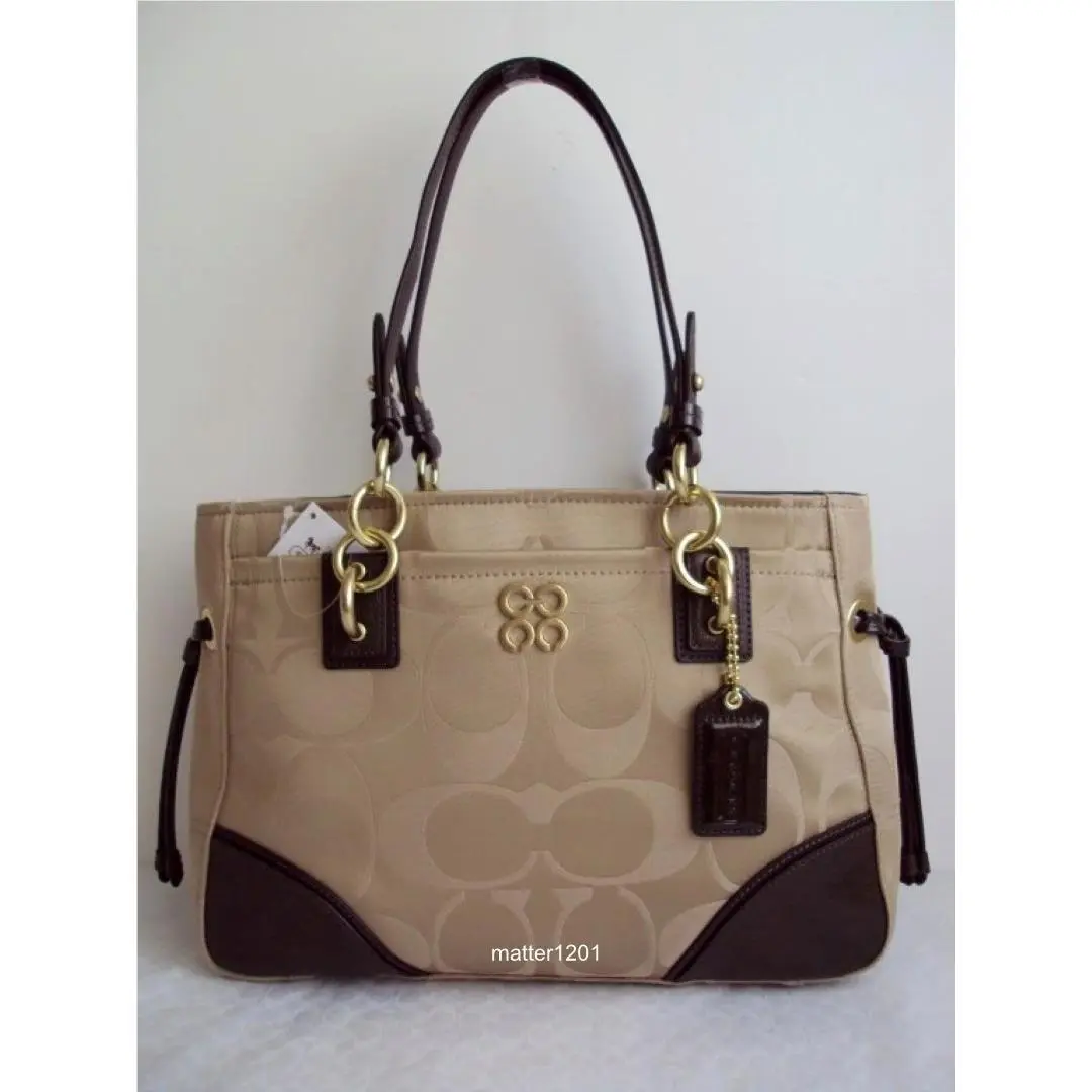 Coach 23763E Colette Signature Sateen Carryall Khaki/walnut