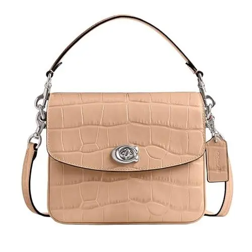 Coach Cassie 19 CP138 Chain Satchel X-body Handbag Buff Croco Embossed Leather