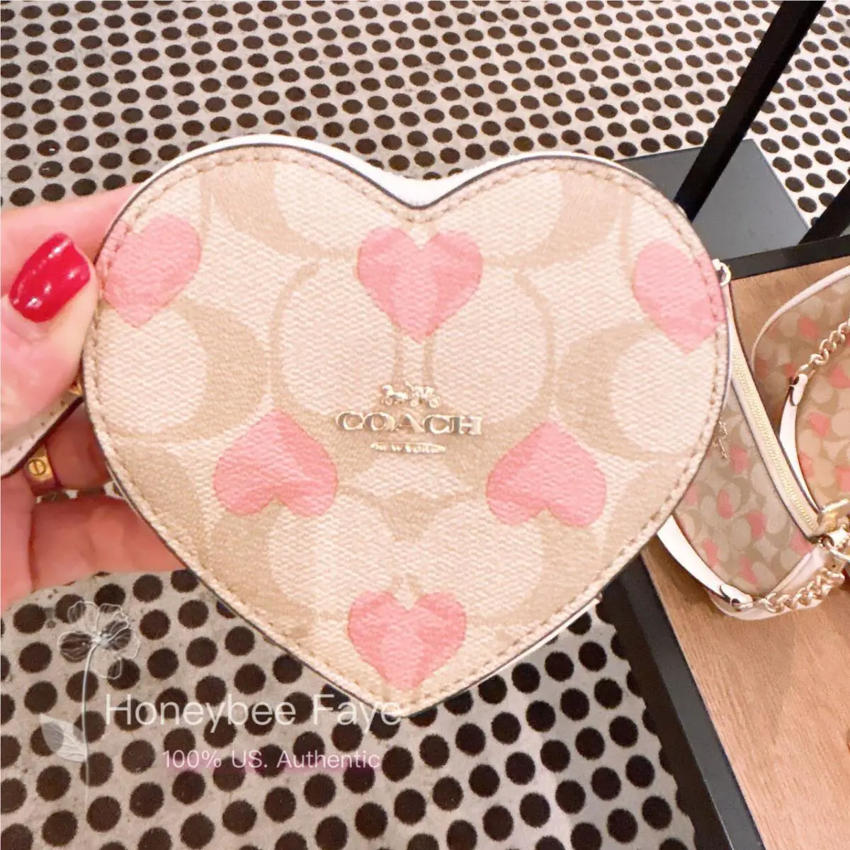 Coach Heart Coin Case In Signature Canvas with Heart Print CP480
