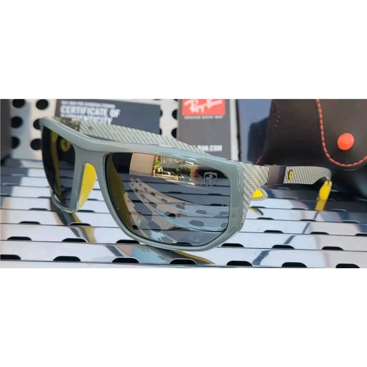 Ray Ban RB8361M Ferrari Sunglasses Carbon Fiber Gray/gray Silver Mirror