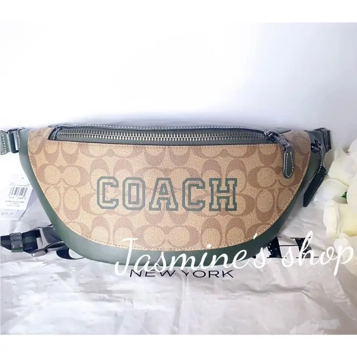 Coach CB912 Warren Belt Bag In Signature Canvas with Varsity Motif