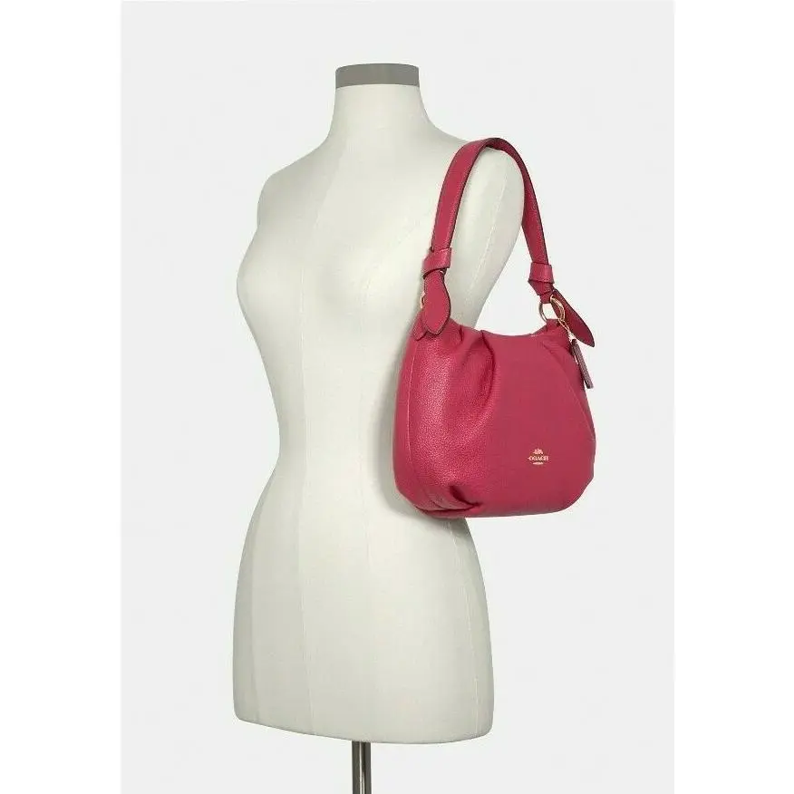 Coach C4068 Everly Leather Shoulder Bag in Gold/bright Violet