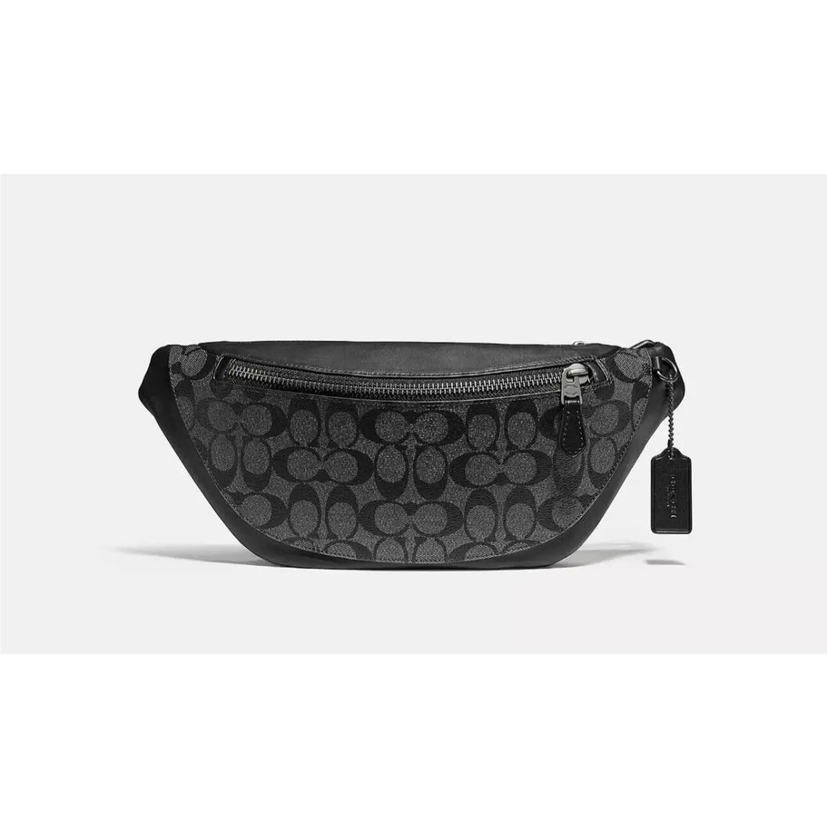 Men Charcoal/black Signature Canvas Leather Warren Belt Bag 78777 by Coach