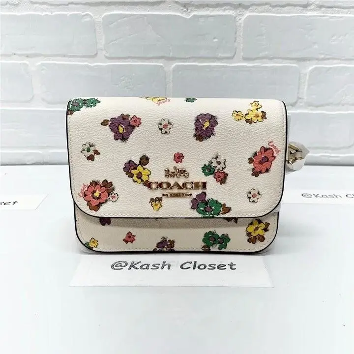 Coach Mini Brynn Crossbody with Spaced Floral Field Print - Gold/chalk Multi