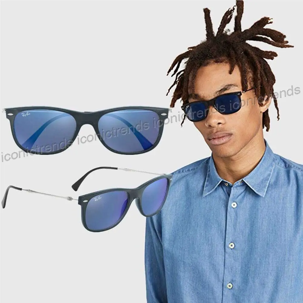 in Case Ray Ban Lightray RB4318 656/55 Black Frame Blue Square Sunglasses
