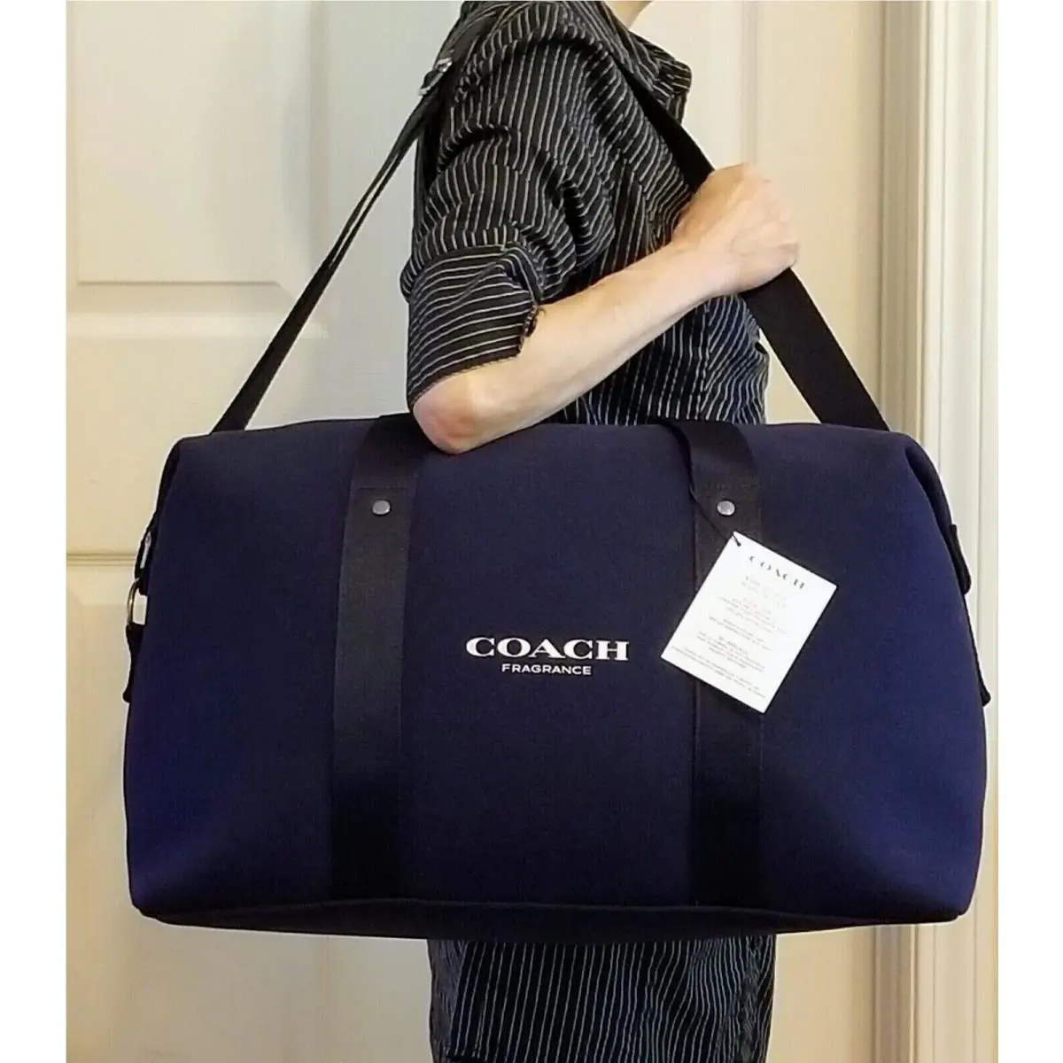 Coach Unisex Expandable Weekender Overnighter Duffle Bag Travel Navy Blue