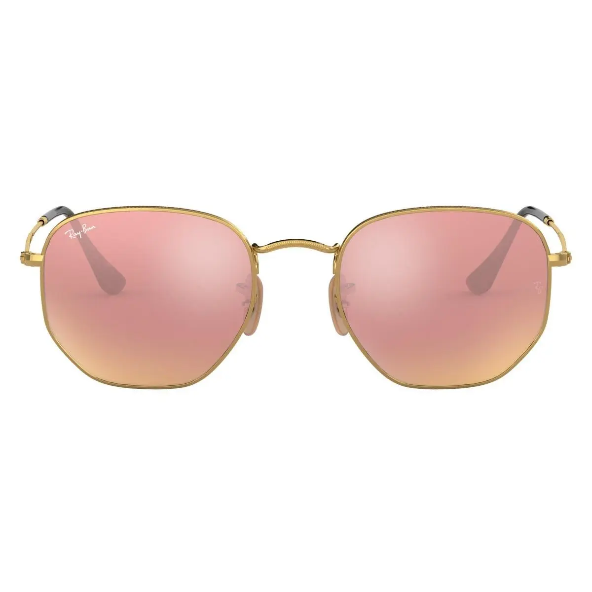 Ray-ban RB3548N 001/Z2 Polished Gold Hexagonal Flat Bronze Mirror 51-21 - Frame: Gold, Lens: Copper