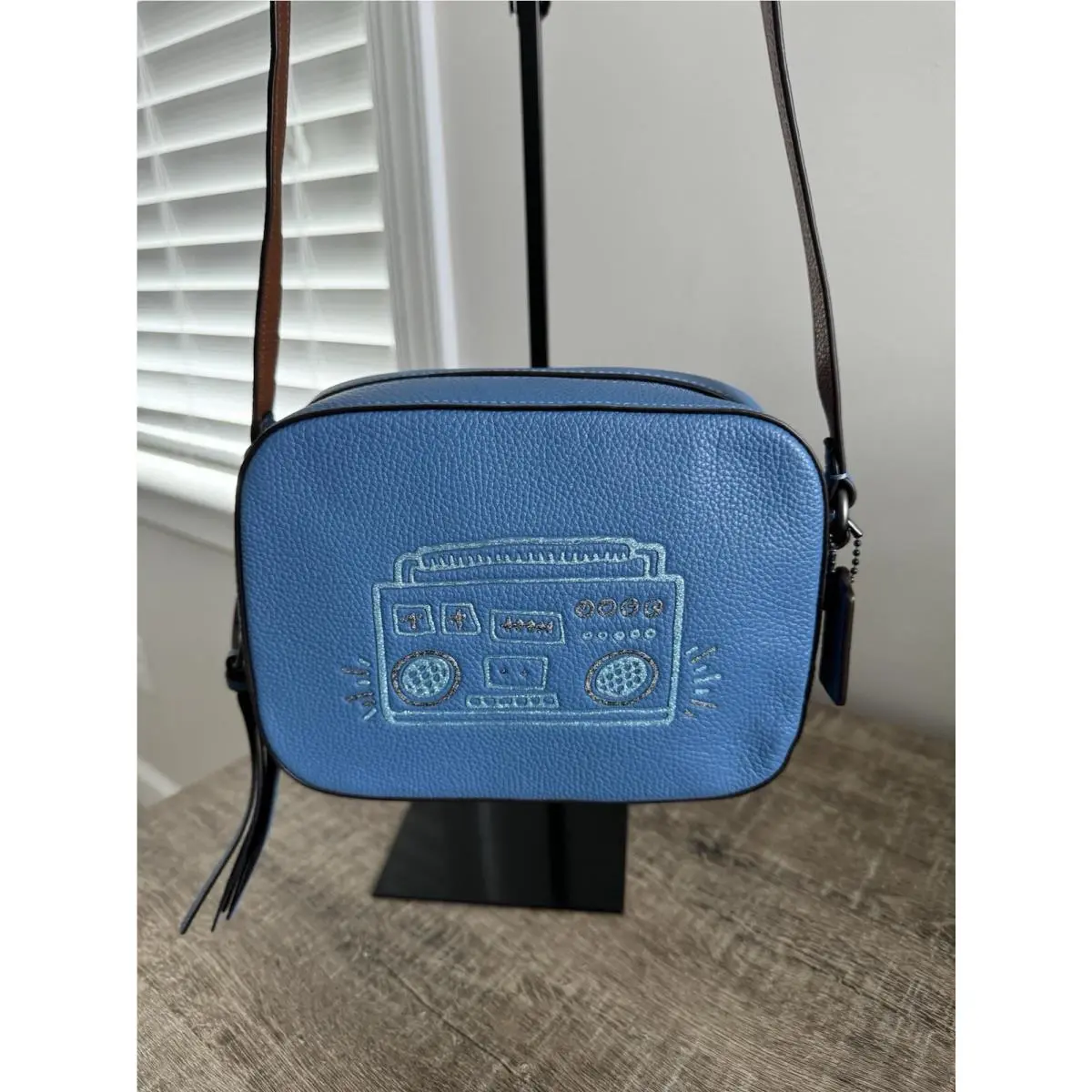 Coach X Keith Haring Blue Boom Box Camera Bag Glitter Xbody 28664