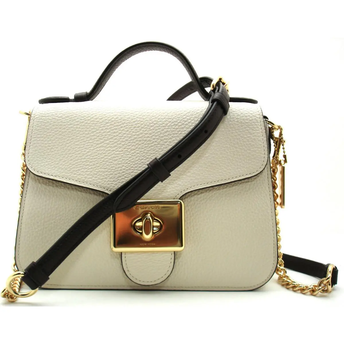 Coach Carryall Crossbody Top Handle Pebbled Leather Chalk/gold Oxblood 76684