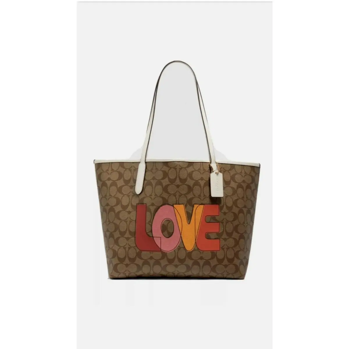 Coach City Tote In Signature Canvas with Love