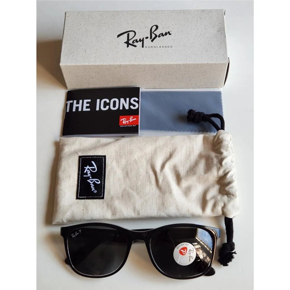 Ray-ban Sunglasses Black on Transparent with Grey Polarized Lenses