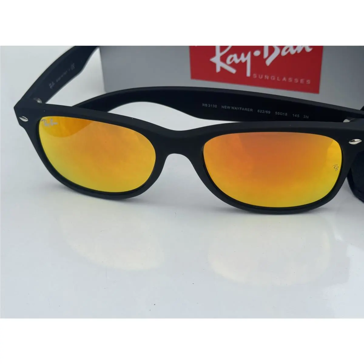 Ray-ban New Wayfarer RB2132 Wayfarer 622/69 3N Orange Mirror 55mm Sunglasses