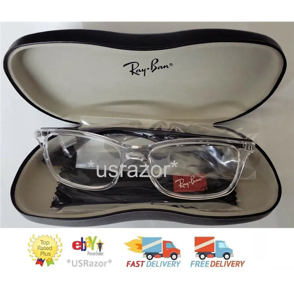 Ray-ban Eyeglasses Frame Transparent Grey 56 RX7047 RB7047 3416 Brazil Case