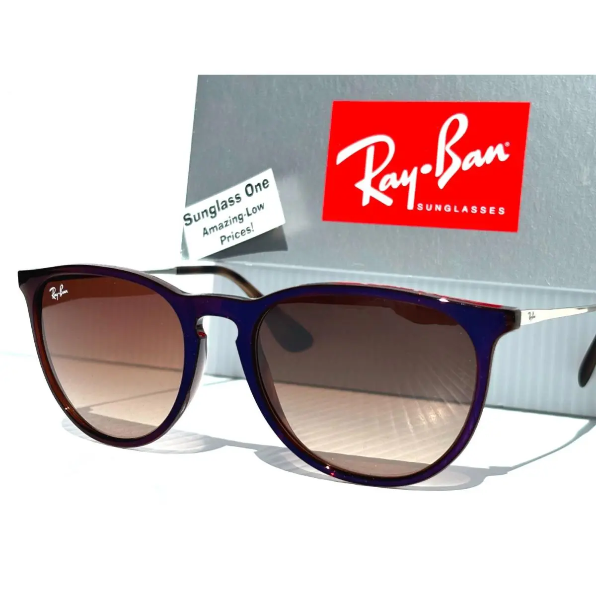 Ray Ban Erika Mirror Blue Brown Gradient Brown Lens Sunglass RB4171 6315/13 - Frame: Brown, Lens: Brown