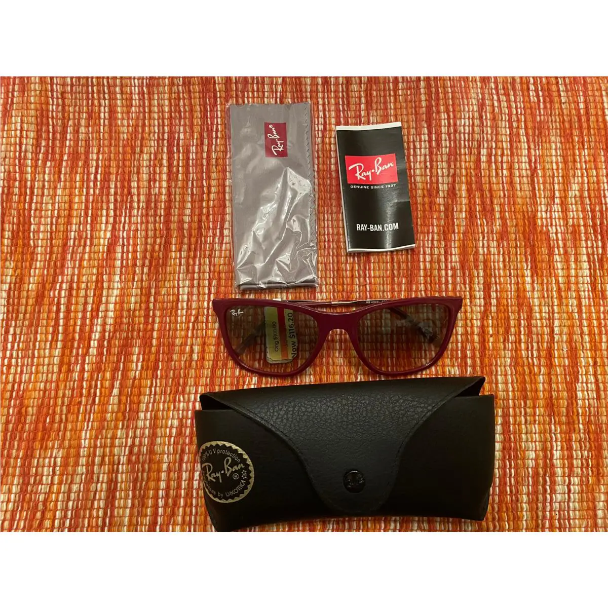 Ray Ban RB 4344 6534/32 Red Gradient Frame Sunglasses - Black Case