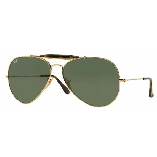 Ray-ban Outdoorsman II Green Lenses Gold Frame Unisex Sunglasses RB3029 181-62 - Frame: Gold, Lens: Green