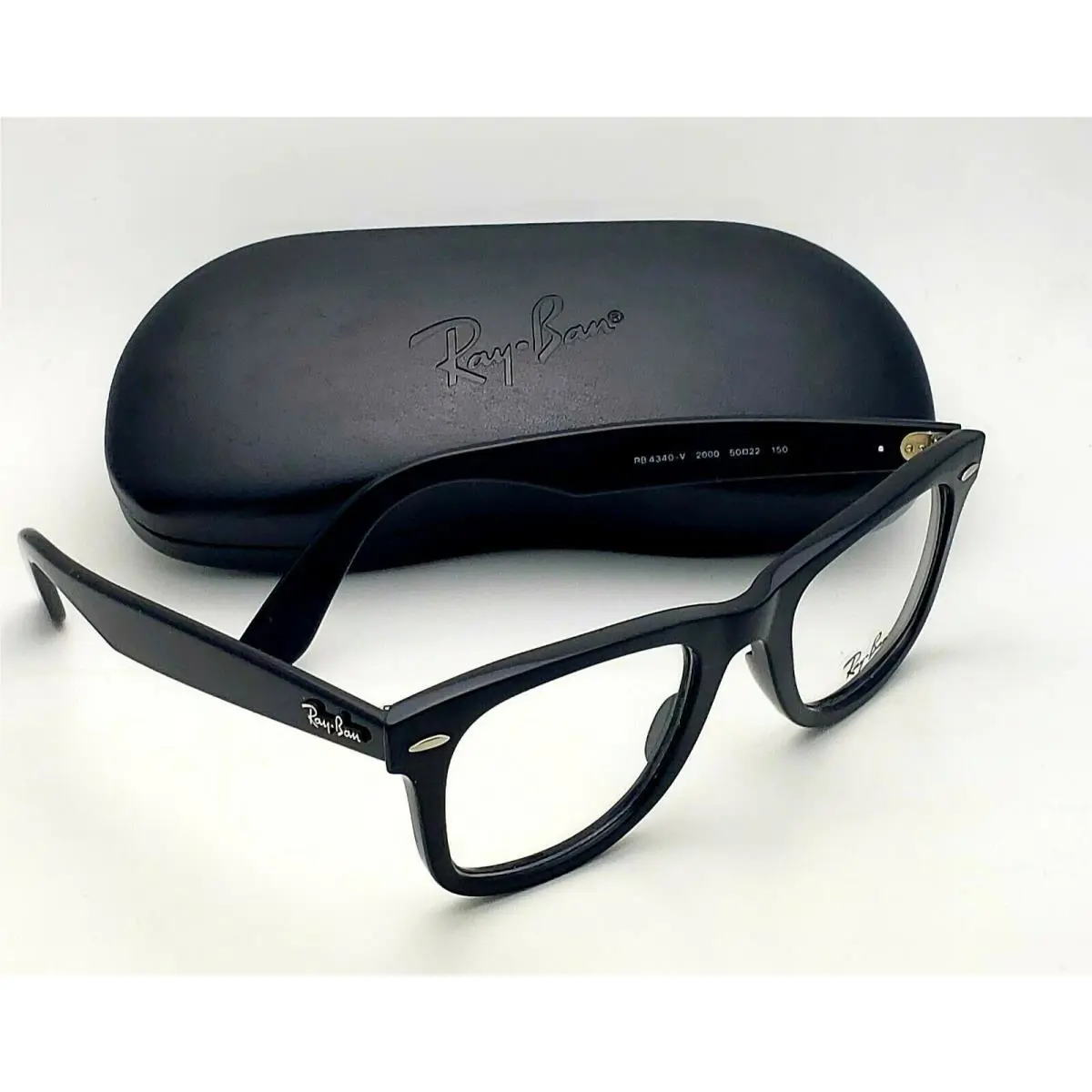 Ray-ban Rx-able Wayfarer Eyeglasses RB 4340-V 2000 50-22 Black Frames W/case