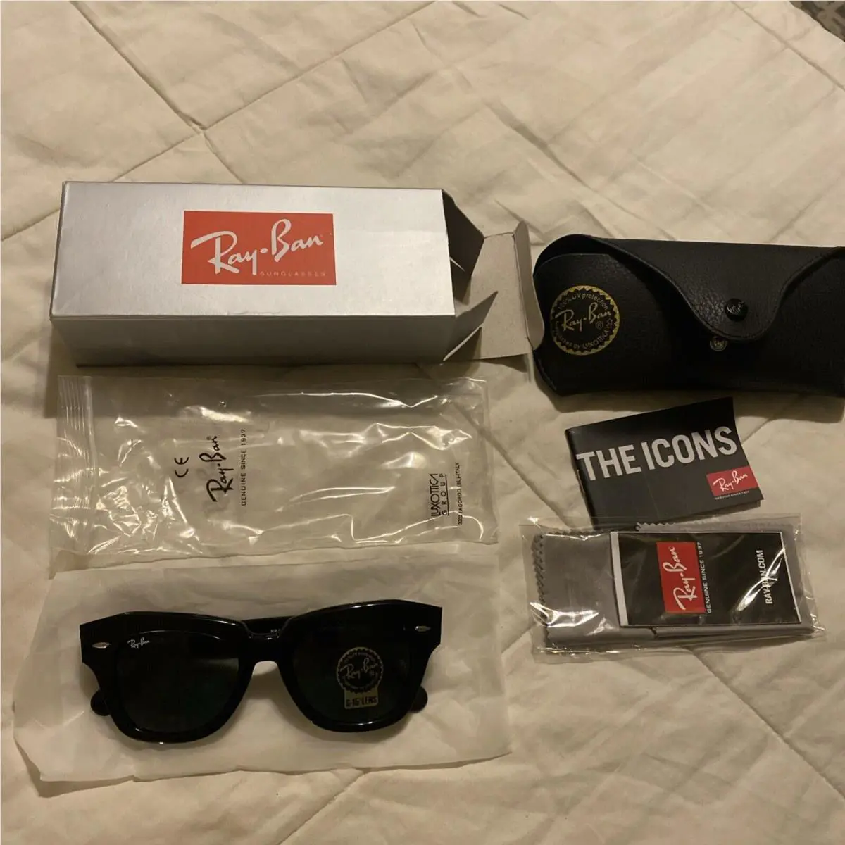 Ray Ban State Street Sunglasses Women Black Green 2186 901/51 49mm