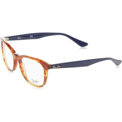 Ray Ban Eyeglasses-rb 5356 5609 52 Shiny Red Havana with Blue - Frame: Blue